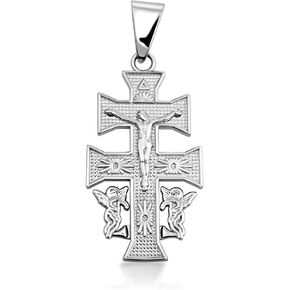 Fine Sterling Silver Caravaca Double Cross Crucifix Pendant in Kuwait