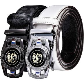 Barry.Wang Mens Ratchet Belt 2 Pack Buckle Gift Set Dress Belts Leather Slide Strap Automatic 1 3/8" Wedding Business in Saudi Arabia