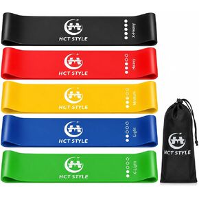 HCT STYLE Exercise Band Resistance Bands for Working Out Men and Women Set 5 Levels Yoga Pilates,Natural Latex is Non Toxic and Odorless Not curl with Exercise Instructions e Carry Bag. in Kuwait