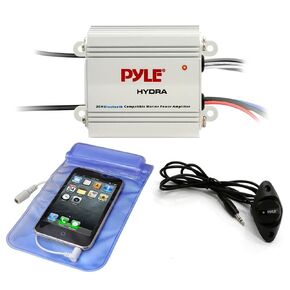 Pyle Auto 2-Channel Bridgeable Marine Amplifier with Bluetooth Speakers, White in Kuwait