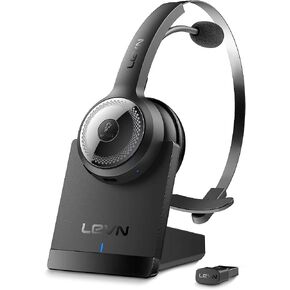 LEVN Bluetooth 5.0 Headset, Wireless Headset with Microphone (AI Noise Cancelling), 35Hrs Bluetooth Headphones with USB Dongle for PC, Suitable for Remote Work/Call Center/Zoom/Online Class/Trucker in Kuwait