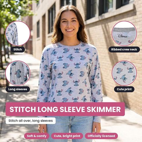 Ladies Lilo and Stitch Shirt - Ladies Classic Lilo and Stitch Tie Dye Skimmer Long Sleeve T-Shirt in Kuwait