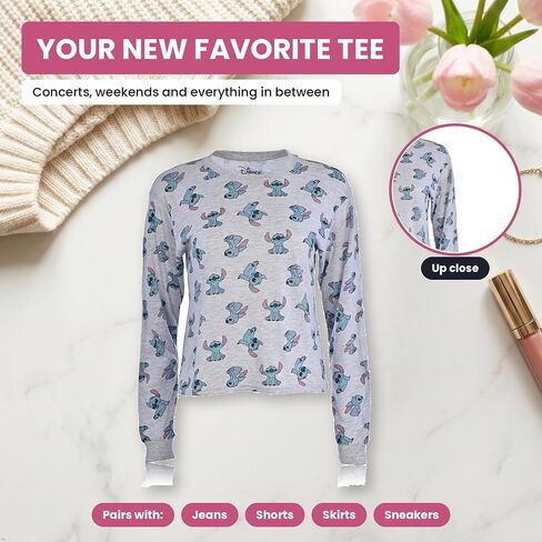 Ladies Lilo and Stitch Shirt - Ladies Classic Lilo and Stitch Tie Dye Skimmer Long Sleeve T-Shirt in Kuwait