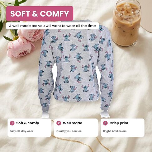 Ladies Lilo and Stitch Shirt - Ladies Classic Lilo and Stitch Tie Dye Skimmer Long Sleeve T-Shirt in Kuwait