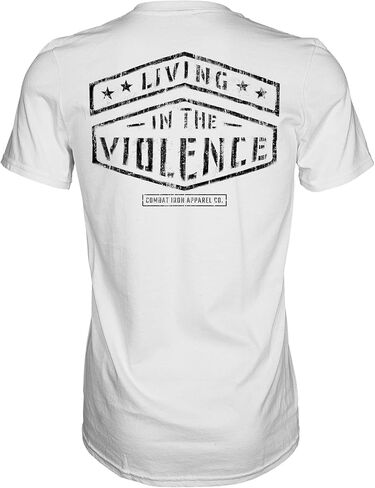 Combat Iron Living in The Violence Patriotic Men's Graphic Short Sleeve T-Shirt -Preshrunk Athletic Fit Tees in Kuwait