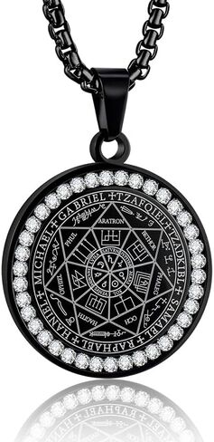 Yaumatea Seven Archangels Pendant Necklace For Men Women Protection Amulet Archangel Michael Coin Pendant Necklace Gabriel Uriel Spiritual Stainless Steel Medal Necklace 24 inches in Kuwait