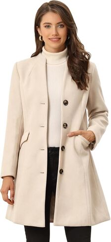 Allegra K Women's Elegant Winter Overcoat V Neck Single Breasted Long Coat in Kuwait