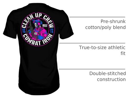 Combat Iron Clean Up Crew Operator Skull Men's Graphic Short Sleeve T-Shirt - Athletic Fit Tees Men in Kuwait