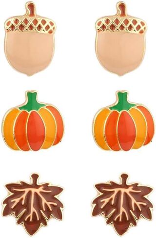 Rosemarie Collections Women's Fun Set Of 3 Fall Favorites Hypoallergenic Enamel Stud Earrings, 0.50" in Kuwait