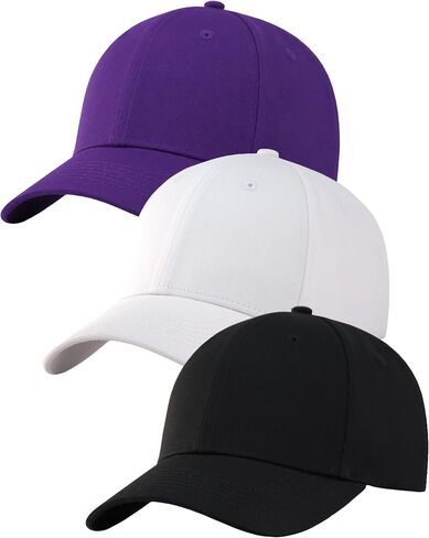 AOSMI 3 Pack Plain Cotton Strapback Baseball Hat Adjustable One Size Fits Most Low Profile Blank Team Ball Caps for Men Women in Kuwait