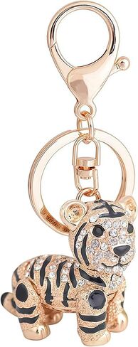 Car Keychain!Full Rhinestone Exquisite Animal Little Tiger Keychain Charm Bag Key Chain Holder Women Handbag Jewelry (tiger B) in Saudi Arabia