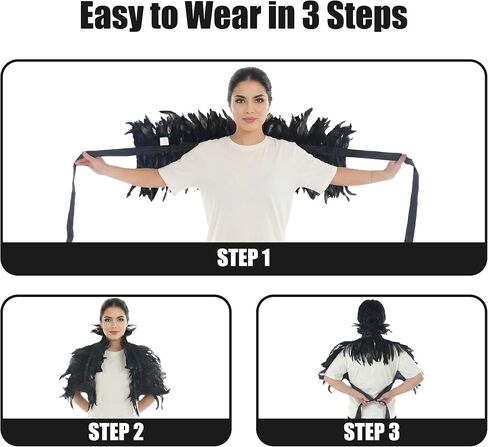 Maleficent Costume Women Feather Cape Wing Man Collar Women Bird Adult Gothic Renaissance Burlesque Cabaret Raven Festival Black in Kuwait