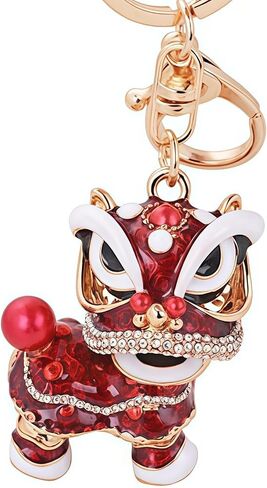 Chinese Lion Keychain Dance Pendant for The Christmas and Carnival (Right-Red) in Kuwait