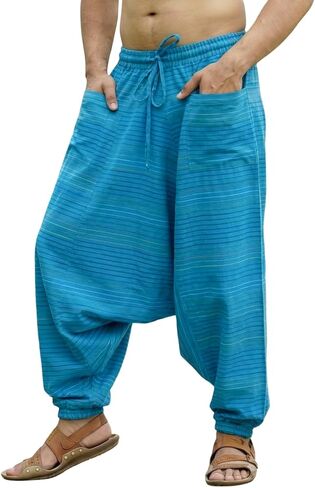SARJANA HANDICRAFTS Men's Cotton Harem Genie Dance Yoga Alibaba Hippie Pants in Kuwait