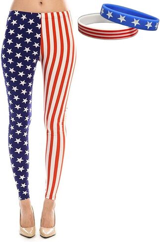 American Flag Patriotic Leggings and Bracelet Bundle in Kuwait
