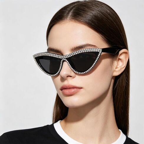 FUPRECIOUS Cat eye sunglasses Cute Trendy for Women Bling Fun Rhinestone Crystal Sun Sades in Kuwait