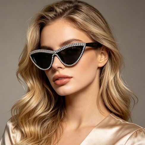 FUPRECIOUS Cat eye sunglasses Cute Trendy for Women Bling Fun Rhinestone Crystal Sun Sades in Kuwait