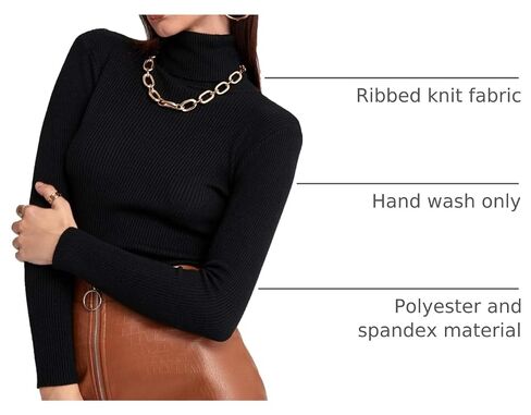SweatyRocks Women's Long Sleeve Turtleneck Ribbed Knit Pullover Sweater Top in Kuwait