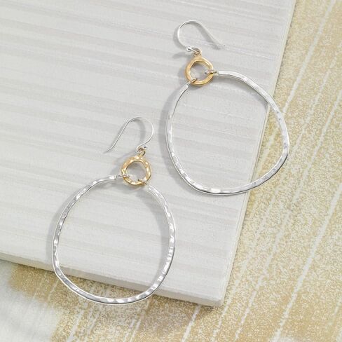 Silpada .925 Sterling Silver & Brass Hoop Earrings for Women, Jewelry Gift Idea, French Wire Back-Findings, Dynamic Duo' in Kuwait