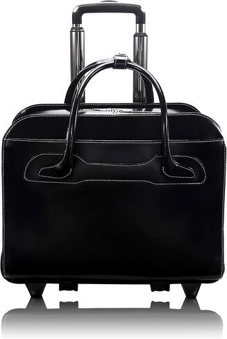 McKlein Granville, Top Grain Cowhide Leather, 15" Leather Horizontal Wheeled Ladies' Laptop/Computer & Tablet Business Briefcase/Rolling Overnight Travel Bag, Removable trolley case in Kuwait