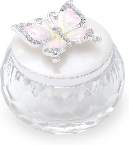 LASODY Butterfly jewelry Storage Box for Rings Earrings Necklace Treasure Chest Organizer Jewelry Keepsake Gift Box Case for Girl Women (Butterfly w/Crystal Box, Silver Plate) in Kuwait