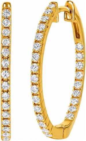 La Joya Big Inside Out Diamond Hoop Earrings for Women | 1/2-1 CT TW Lab Grown 925 Sterling Silver Diamond Earring Hoops | Ideal Pair of Womens Diamond Earrings To Get for Her This Valentines Day in Kuwait