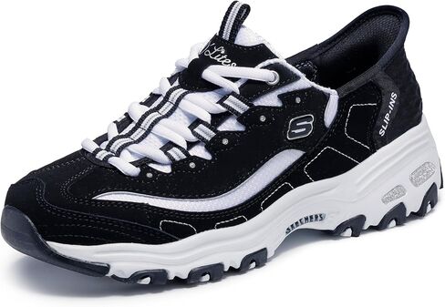 Skechers Sport Women's Women's D'Lites New Classic Sneaker, Black/White, 11 Wide in Kuwait