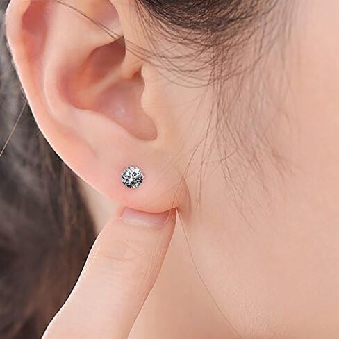 HOVEOX 6 Pairs Alloy Womens Stud Earrings Round Clear Cubic Zirconia Inlaid Simulated Diamond Rhinestone Hypoallergenic Pierced Jewelry CZ Studs 0.1 inch-0.3 inch for Unisex Teens and Women in Kuwait