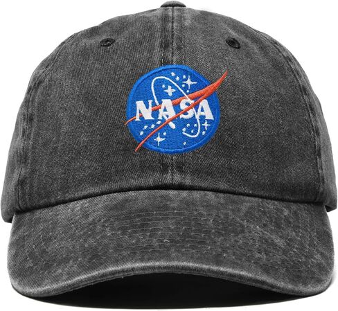 DALIX NASA Hat Baseball Cap Washed Cotton Embroidered Logo Pigment Dyed in Kuwait