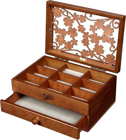 Changsuo Wooden Jewelry Box for Women with, Drawers, Small Jewelry Storage Organizer in Kuwait