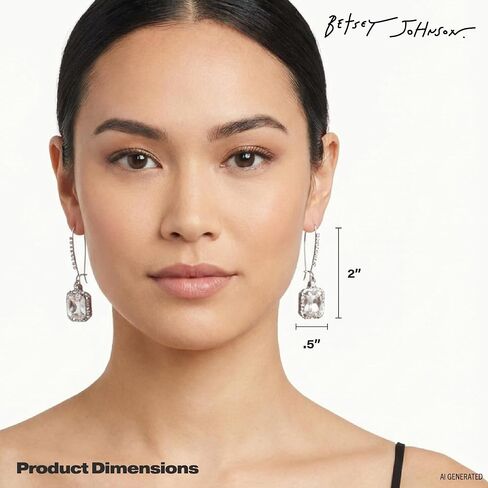 "Cz Ears" Crystal Cubic Zirconia Square Long Drop Earrings in Kuwait