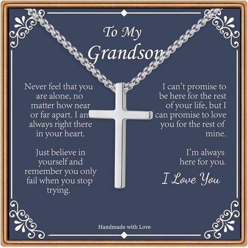 IEFLIFE Cross Necklaces Gifts for Men, Silver/Gold/Black Cross Necklace Box Chain Cross Pendant Necklace for Men, Fathers Day Christmas Christian Gift for Dad Son Grandpa Boyfriend Husband in Kuwait