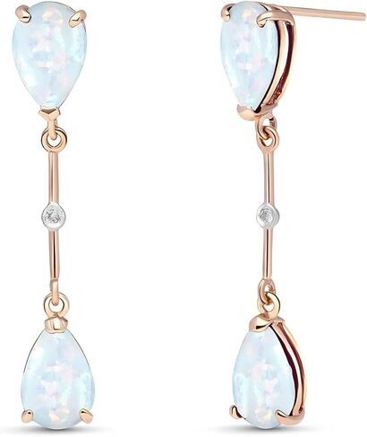 Galaxy Gold GG 14k Rose Gold Opals with Diamonds Dangling Earrings in Kuwait