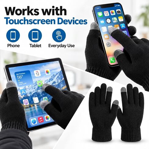 PitLite Knit Gloves Winter Magic Stretch Gloves Unisex Warm Full Fingers Gloves in Kuwait