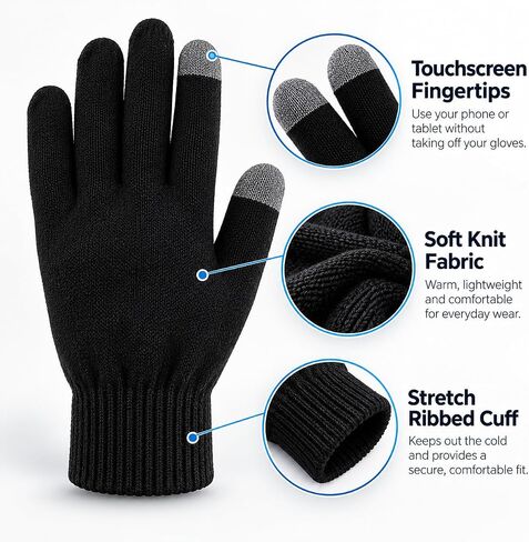 PitLite Knit Gloves Winter Magic Stretch Gloves Unisex Warm Full Fingers Gloves in Kuwait