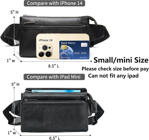 Fanny Pack for Men and Women, Super Lightweight Waist Pack Belt Bag Hip Crossbody Purse - Soft Lambskin Leather Black in Kuwait