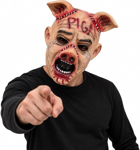 Bulex Pig Mask Scary Animal Latex Saw Mask Horror Halloween Costume Cosplay Props Adult Head Mask in Kuwait