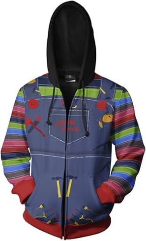Mens Chucky Pullover Zipper Hoodie Jacket Cosplay Casual Hooded Sweatshirt Outwear in Kuwait