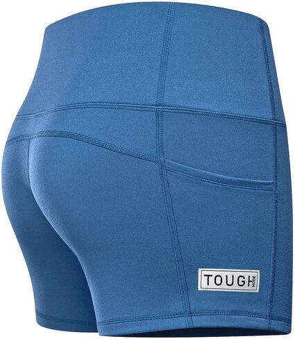 Tough Mode Women High Rise 5" Super Soft Athletic Shorts Pockets Bike Fitness Workout Running Yoga Tummy Control in Kuwait