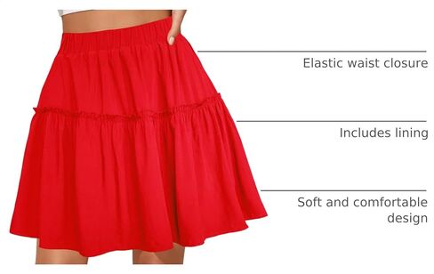Afibi Women's Summer High Waist Floral Layered Ruffle Pleated Beach Mini Skirt in Kuwait