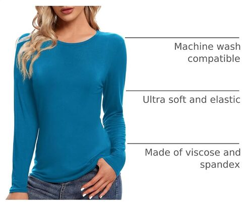 Urban CoCo Women's Classic-Fit T-Shirt Solid Color Casual Long-Sleeve Round Neck Top in Kuwait