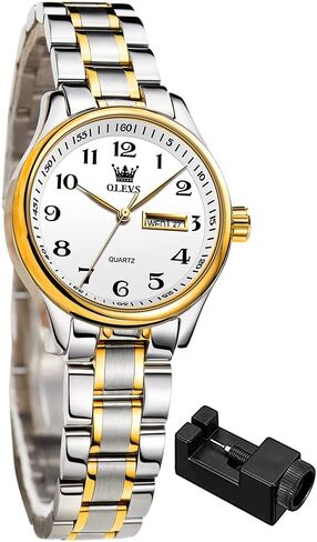 OLEVS Women's Business Dress Watches for Ladies Female Brown Leather Strap Small Face Dress Analog Quartz Wrist Watch with Calendar Day Date Waterproof Luminous Gift Classic Casual Retro Band in Kuwait