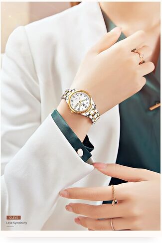 OLEVS Women's Business Dress Watches for Ladies Female Brown Leather Strap Small Face Dress Analog Quartz Wrist Watch with Calendar Day Date Waterproof Luminous Gift Classic Casual Retro Band in Kuwait