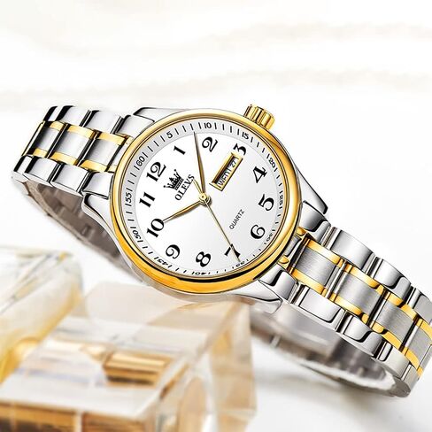 OLEVS Women's Business Dress Watches for Ladies Female Brown Leather Strap Small Face Dress Analog Quartz Wrist Watch with Calendar Day Date Waterproof Luminous Gift Classic Casual Retro Band in Kuwait