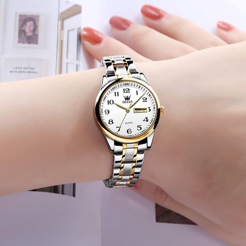 OLEVS Women's Business Dress Watches for Ladies Female Brown Leather Strap Small Face Dress Analog Quartz Wrist Watch with Calendar Day Date Waterproof Luminous Gift Classic Casual Retro Band in Kuwait