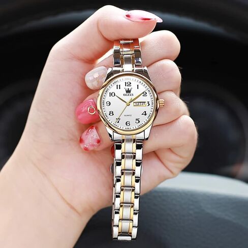 OLEVS Women's Business Dress Watches for Ladies Female Brown Leather Strap Small Face Dress Analog Quartz Wrist Watch with Calendar Day Date Waterproof Luminous Gift Classic Casual Retro Band in Kuwait