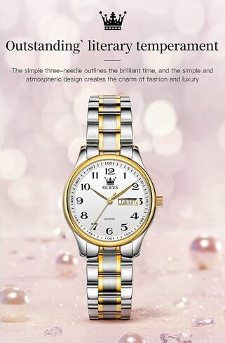 OLEVS Women's Business Dress Watches for Ladies Female Brown Leather Strap Small Face Dress Analog Quartz Wrist Watch with Calendar Day Date Waterproof Luminous Gift Classic Casual Retro Band in Kuwait
