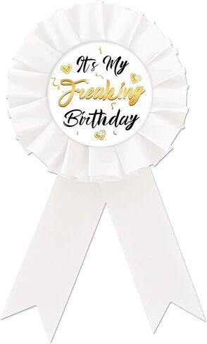 It's My Freaking Birthday Tinplate Badge Pin, White Rosette Birthday Button Pin, Gold Glitter Funny Birthday Badge Pin for Men & Women, Brooch Buttons for 18th/21st/30th Birthday Party Celebration in Kuwait