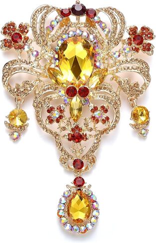 EVER FAITH Austrian Crystal Flower Bouquet Tear Drop Pendant Brooch in Kuwait