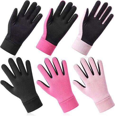 Zhanmai 3 Pairs Outdoor Winter Touchscreen Gloves Windproof Waterproof Thermal Gloves for Running Hiking for Men Women in Kuwait